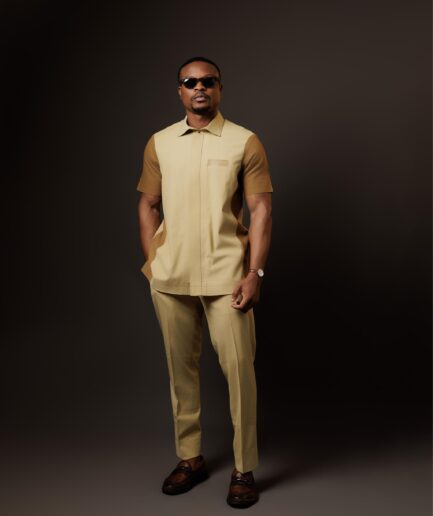 Two-Tone Sleeve Safari with Breast Pocket